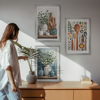 Composizione di quadri Accessori da cucina a base vegetale