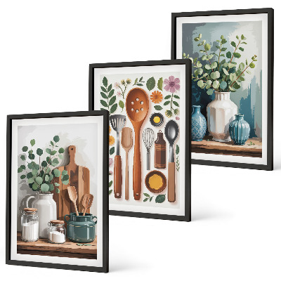 Composizione di quadri Accessori da cucina a base vegetale