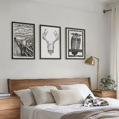 Set di quadri incorniciati con grafica raffigurante teschio urlante e gufo