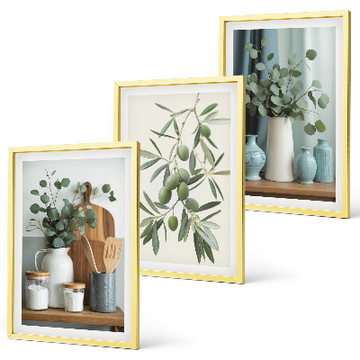Set di 3 quadri olive verdi eucalipto