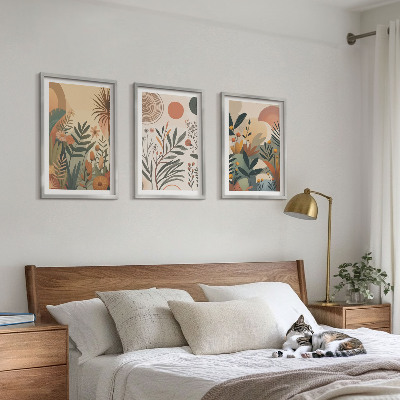 Set di 3 quadri Motivi vegetali in colori tenui
