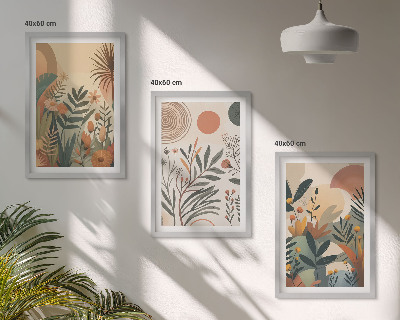 Set di 3 quadri Motivi vegetali in colori tenui