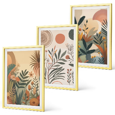 Set di 3 quadri Motivi vegetali in colori tenui