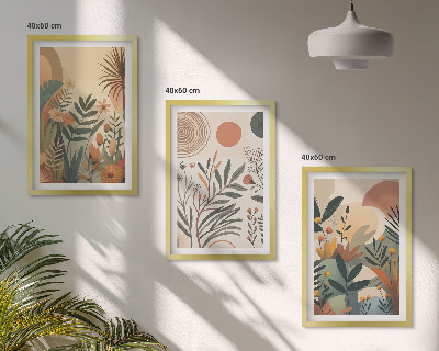 Set di 3 quadri Motivi vegetali in colori tenui