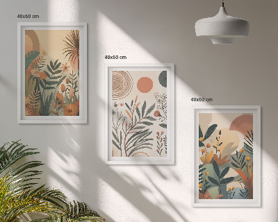 Set di 3 quadri Motivi vegetali in colori tenui