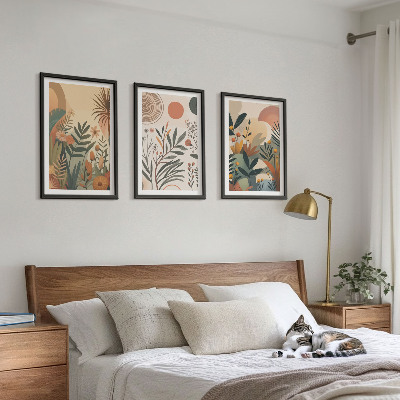 Set di 3 quadri Motivi vegetali in colori tenui