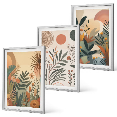 Set di 3 quadri Motivi vegetali in colori tenui