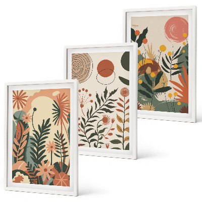 Composizione di quadri Fantasie floreali vintage dai colori pastello