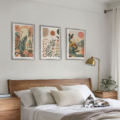 Composizione di quadri Fantasie floreali vintage dai colori pastello