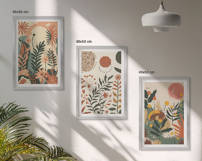 Composizione di quadri Fantasie floreali vintage dai colori pastello