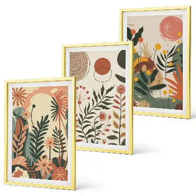 Composizione di quadri con fantasie floreali vintage in tonalità pastello