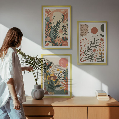 Composizione di quadri Fantasie floreali vintage dai colori pastello