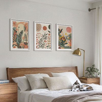Composizione di quadri Fantasie floreali vintage dai colori pastello