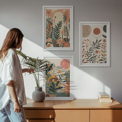 Composizione di quadri Fantasie floreali vintage dai colori pastello