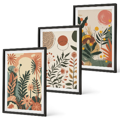 Composizione di quadri Fantasie floreali vintage dai colori pastello