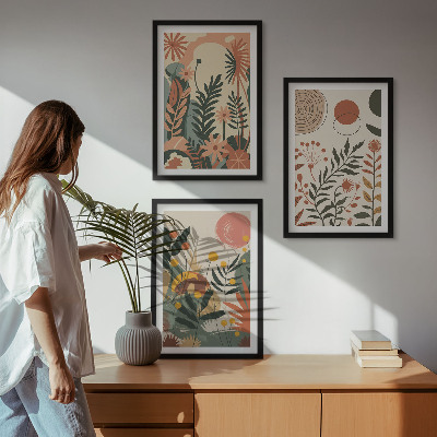 Composizione di quadri Fantasie floreali vintage dai colori pastello