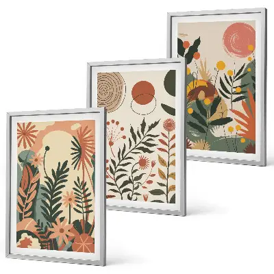 Composizione di quadri con fantasie floreali vintage in tonalità pastello