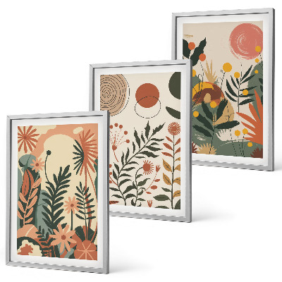 Composizione di quadri Fantasie floreali vintage dai colori pastello