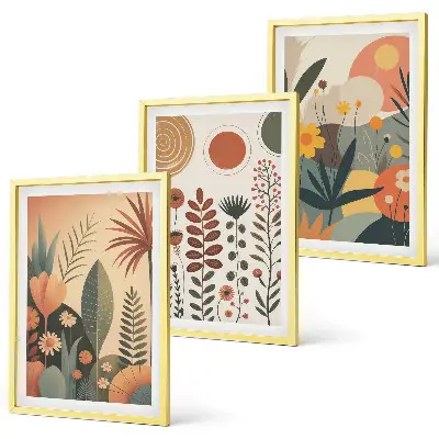 Set di quadri incorniciati motivi vegetali in stile boho ispirati alla natura