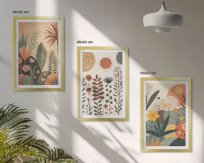 Set di quadri incorniciati motivi vegetali in stile boho ispirati alla natura