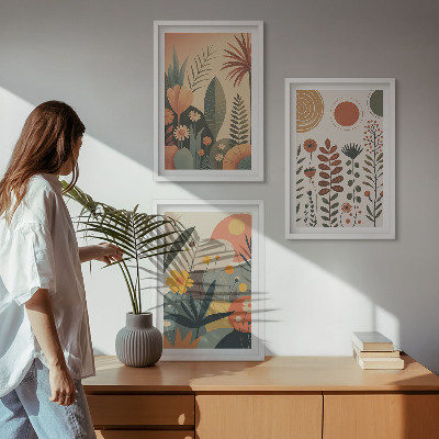 Set di quadri incorniciati motivi vegetali boho natura
