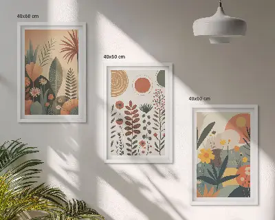 Set di quadri incorniciati motivi vegetali in stile boho ispirati alla natura