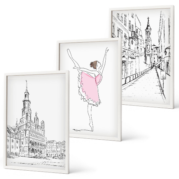 Composizione di quadri Ballerine eleganti e architettura