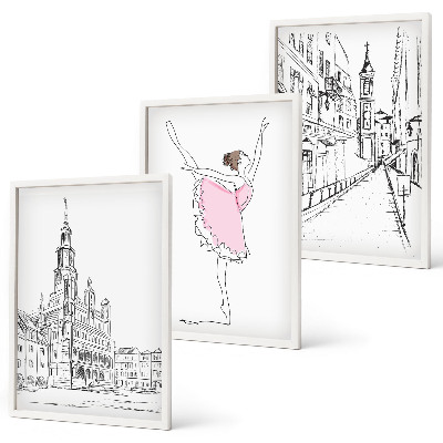Composizione di quadri Ballerine eleganti e architettura
