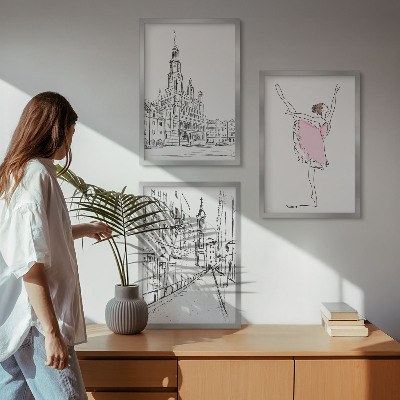 Composizione di quadri Ballerine eleganti e architettura