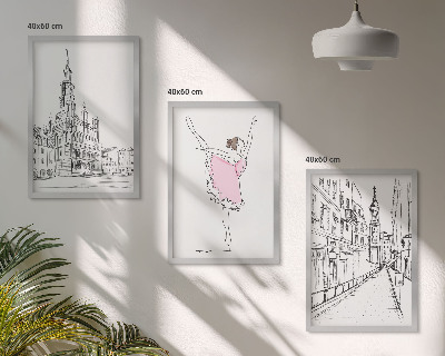 Composizione di quadri Ballerine eleganti e architettura