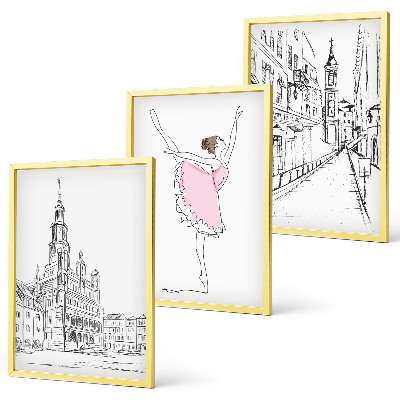 Composizione di quadri Ballerine eleganti e architettura