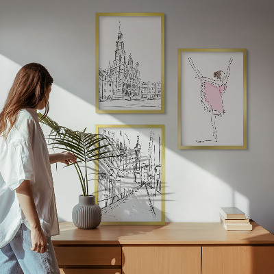 Composizione di quadri Ballerine eleganti e architettura