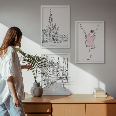 Composizione di quadri Ballerine eleganti e architettura