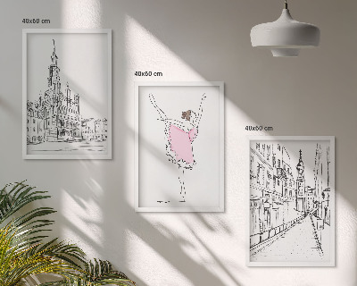 Composizione di quadri Ballerine eleganti e architettura