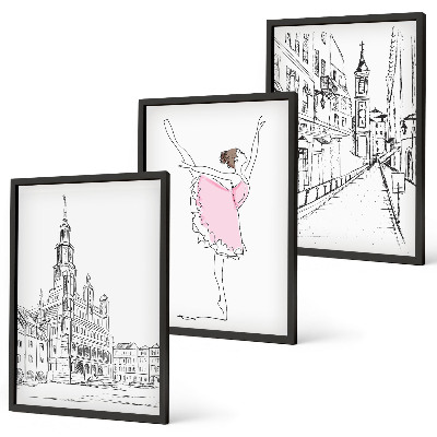 Composizione di quadri Ballerine eleganti e architettura