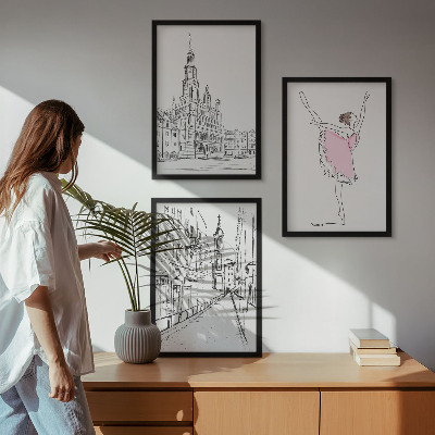 Composizione di quadri Ballerine eleganti e architettura