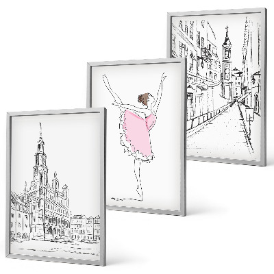 Composizione di quadri Ballerine eleganti e architettura