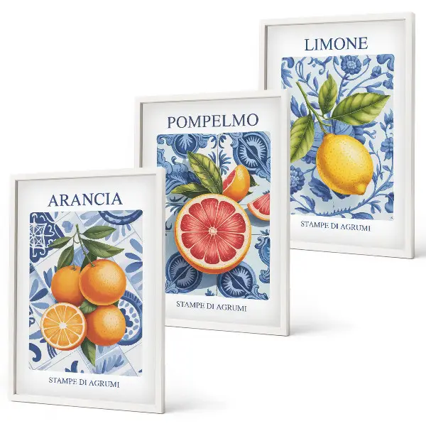 Set di quadri incorniciati con illustrazioni vintage di agrumi