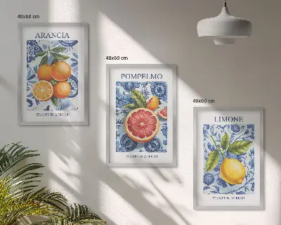 Set di quadri incorniciati con illustrazioni vintage di agrumi