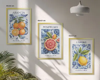Set di quadri incorniciati con illustrazioni vintage di agrumi