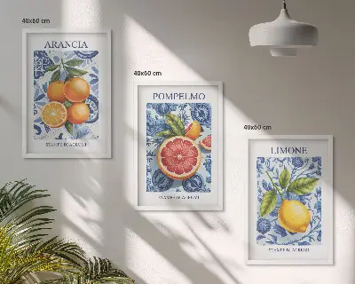 Set di quadri incorniciati con illustrazioni vintage di agrumi