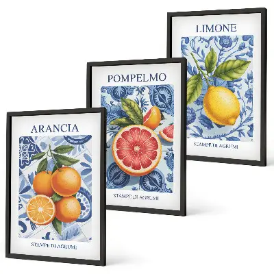 Set di quadri incorniciati con illustrazioni vintage di agrumi