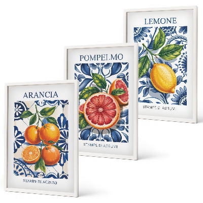 Set di 3 quadri Poster di moda sugli agrumi italiani