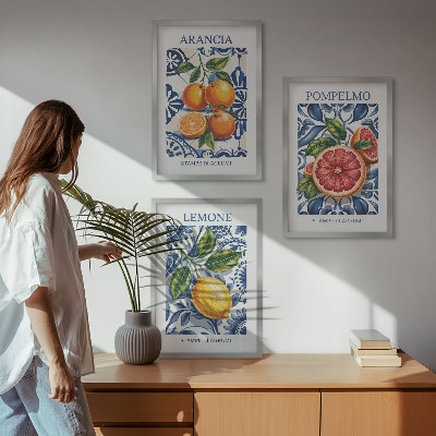 Set di 3 quadri Poster di moda sugli agrumi italiani