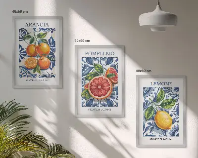 Set di 3 quadri con stampe di moda a tema agrumi italiani