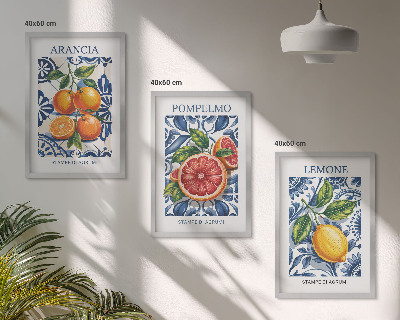 Set di 3 quadri Poster di moda sugli agrumi italiani