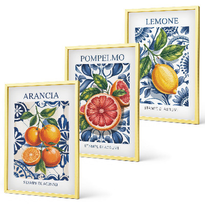 Set di 3 quadri Poster di moda sugli agrumi italiani