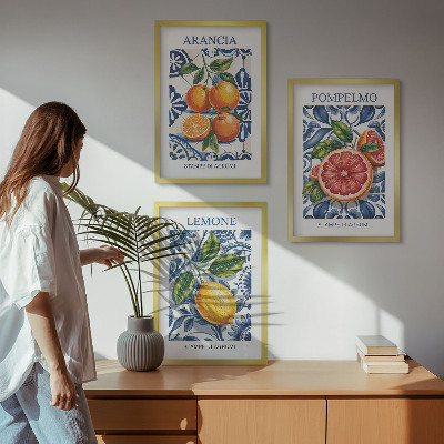 Set di 3 quadri Poster di moda sugli agrumi italiani