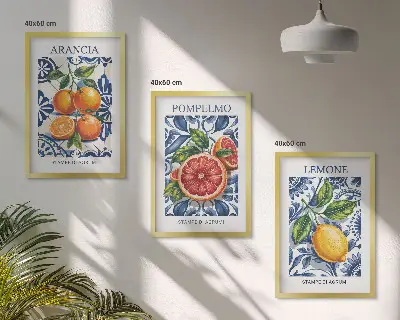 Set di 3 quadri con stampe di moda a tema agrumi italiani