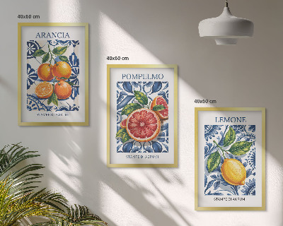 Set di 3 quadri Poster di moda sugli agrumi italiani